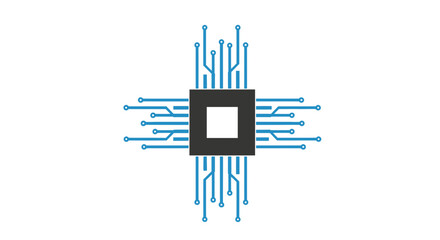 Obraz premium Abstract Digital Circuit Arrangement: Central Processor Unit And Connection Lines On White