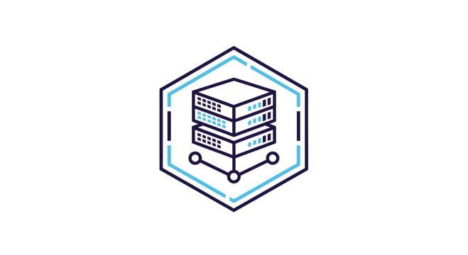 Abstract Digital Server Representation in Geometric Shape with Futuristic Network Connections