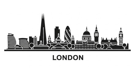 Fototapeta premium London City Skyline Silhouette Icon Vector Illustration 2.
