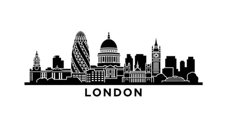 Fototapeta premium London City Skyline Silhouette Vector Illustration.