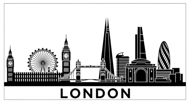 London City Skyline Silhouette Illustration Famous Landmarks 2.