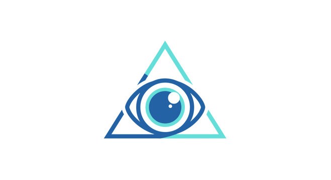 Abstract Eye Icon Within a Geometric Triangle Symbol Design For Modern Branding