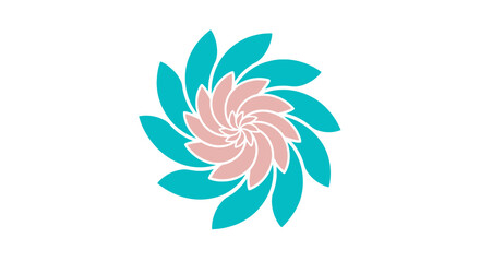 Obraz premium Abstract Floral Arrangement with Spiraling Petals in Turquoise and Coral Hues