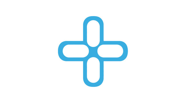 Abstract Geometric Blue Plus Sign Logo Design Suitable for Medical, Business, and Tech Applications