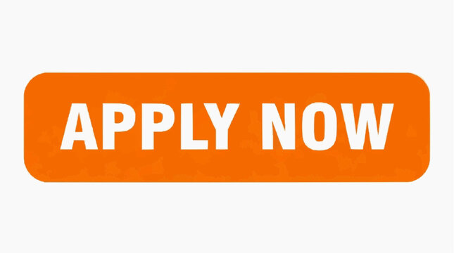 A bright orange rectangular button with white text that reads APPLY NOW on a plain white background