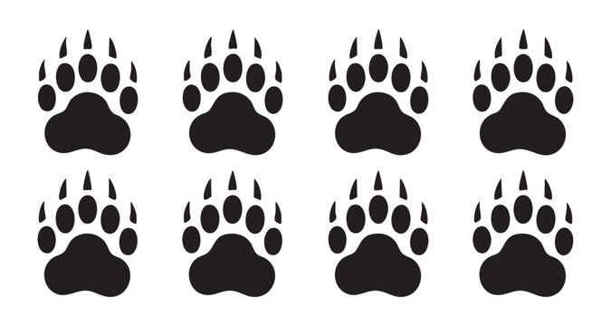 Paw print vector bear dog icon footprint logo cartoon wolf kitten vector character doodle