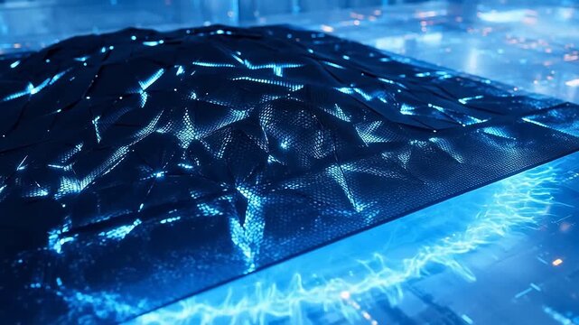 Abstract blue textured surface with glowing edges emphasizing natural beauty and tranquility