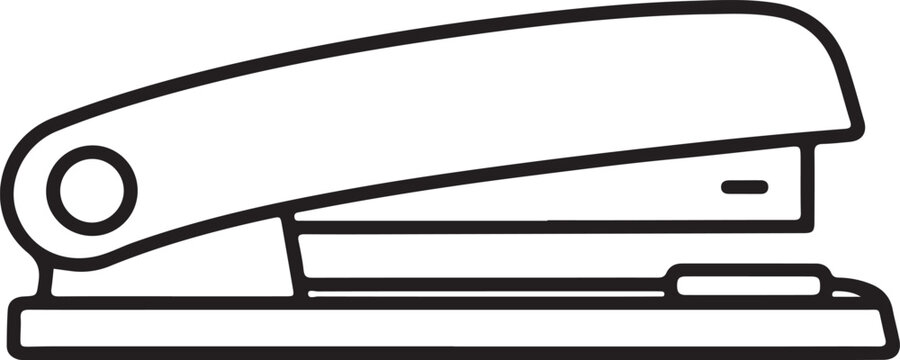 Classic stapler outline vector icon representing office stationery tool for document binding simple line illustration