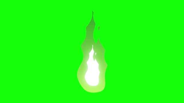 2D Cartoon Animated Candle Flame on Green Screen