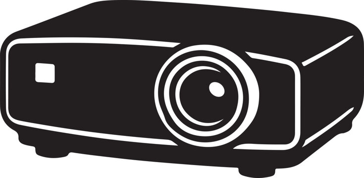 Portable outdoor mini projector black fill icon vector illustration for entertainment technology camping cinema device minimal design