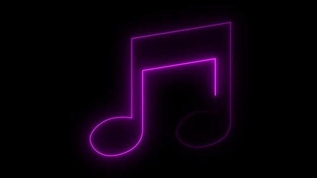Glowing  Neon Music Note Icon Animation 