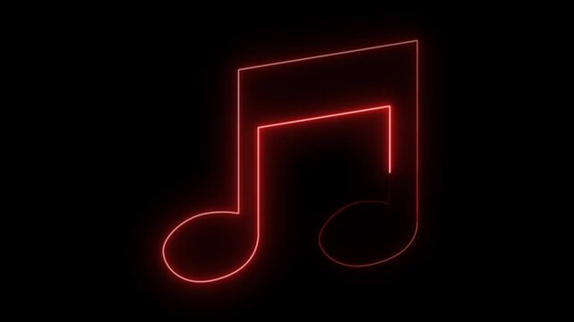 Glowing  Neon Music Note Icon Animation 