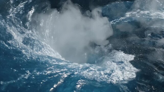 Ocean Whirlpool Abstract - An abstract shot of a powerful whirlpool, showcasing the swirling motion and turbulent water as it descends into the center.