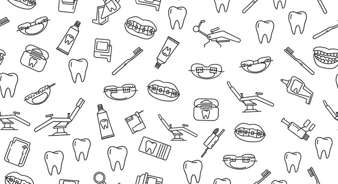 Tooth Care Seamless Pattern Minimal Dentistry Icons Background