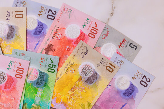 Maldivian rufiyaa banknote country displayed on Maldives cash