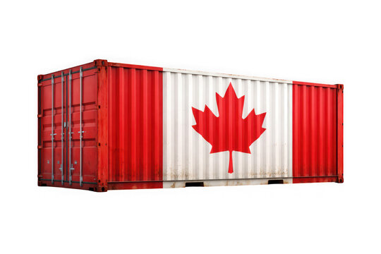 Canada flag shipping cargo freight container isolated on transparent background