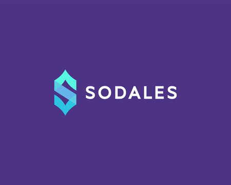 Geometric letter S logo. Innovative vector logotype with vibrant cyan and turquoise shades for tech, solution, logistics and corporate branding.