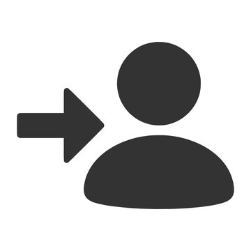 Dark Gray Arrow Pointing to User Profile Icon Simple Flat Design Assign Direct Symbol