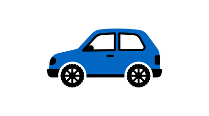 Fototapeta premium A blue car with snow chains on its tires is shown in profile on a white background Istiqomah 43