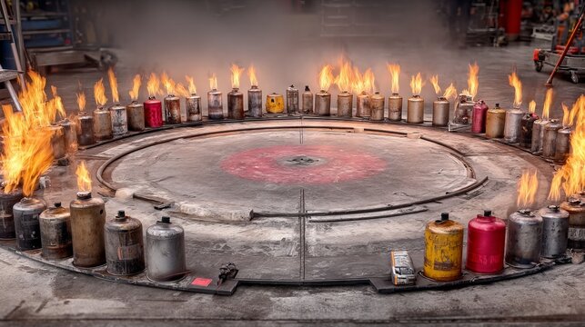 Multiple Torches Set in Radial Design for Performance Setup Visuals