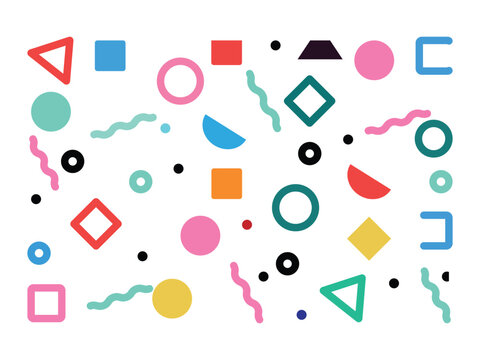 Abstract geometric shapes set. Memphis design For web, vintage, advertisement, commercial banner, poster design. modern hipster circle triangle template colorful illustration.