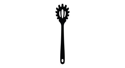 Isolated black spaghetti server utensil against a white background a striking silhouette © MIRAJ02