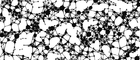 Obraz premium Abstract liquid metaball background with organic network structure. Flowing morph lines, blobs and digital data web pattern. Vector