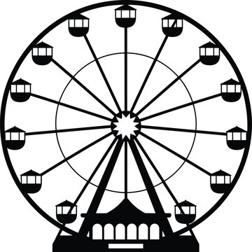 Ferris Wheel - Fairground Amusement Ride State Fair Silhouette Clipart Cut File,