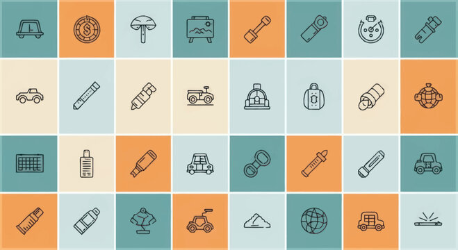 Collection of Various Travel and Leisure Icons.