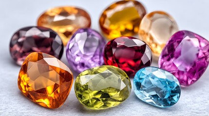 Fototapeta premium Polished Gemstones in Various Colors from the Gemstone Family
