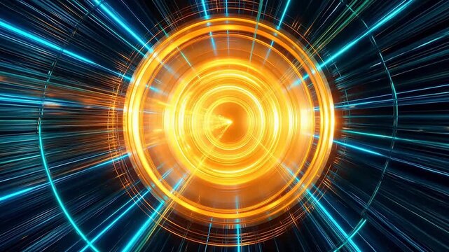Abstract glowing circular light pattern symbolizing ecological sustainability and green energy