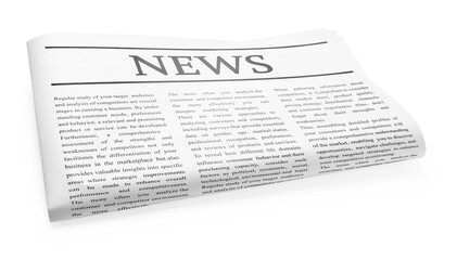 Fototapeta premium Folded newspaper isolated on white. Printed publication