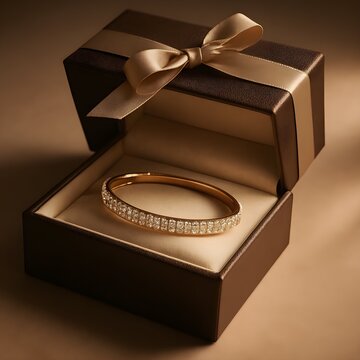 Elegant Gold Diamond Bracelet In Luxury Gift Box With Satin Ribbon For Special Occasions
