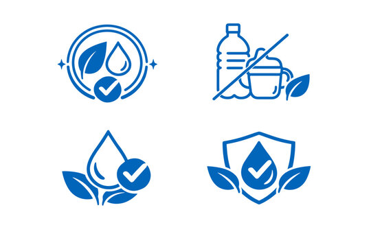 BPA Free Guarantee Badge Logo Vector Set, No Bisphenol and Phthalates Blue Outline Icons for Health and Safety, Eco-Friendly Non-Toxic Plastic Free Labels for Water Bottles and Baby Products