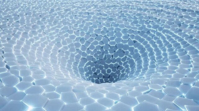 Hexagonal pattern with central vortex emphasizing speed, motion, and dynamic energy