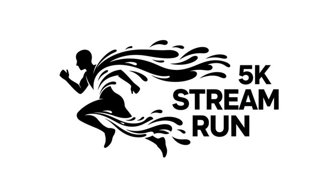 Streamline Runner Silhouette Design to Promote 5k Race Events and Running Races