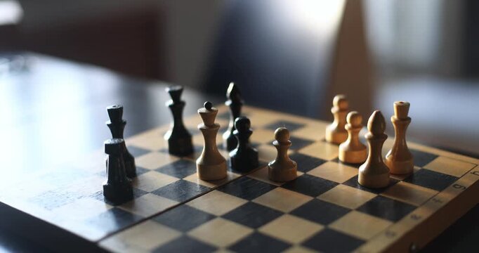 chess pieces on a chessboard on a light background
