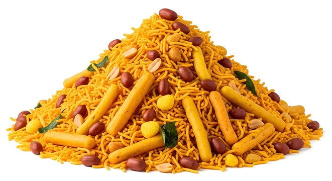 A vibrant mound of indian mixture snack a colorful culinary delight
