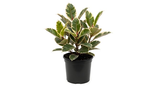 Vibrant rubber plant in black pot a flourishing indoor greenery display