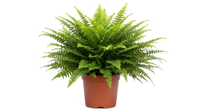 Lush green fern plant in a terracotta pot indoor botanical beauty