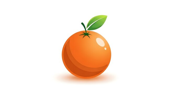 Realistic digital illustration of a single kumquat fruit with a leaf