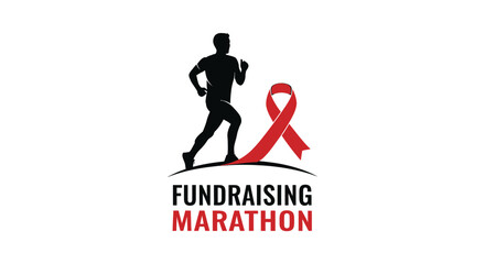 Obraz premium Supporting Cause: Marathon Runner Running Towards Charity and Fundraising Goal