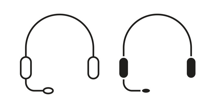Support headset icon on white background. icon set