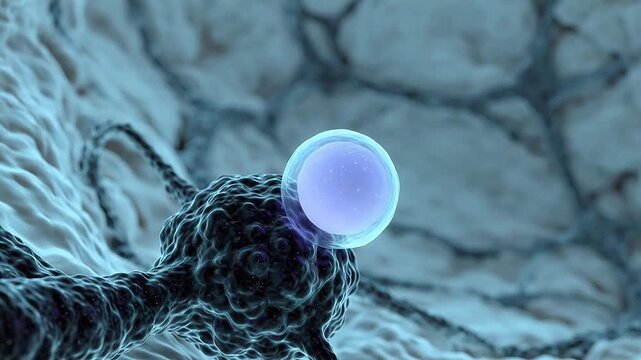 Cellular structure with glowing nucleus symbolizing luxury, elegance, and premium quality