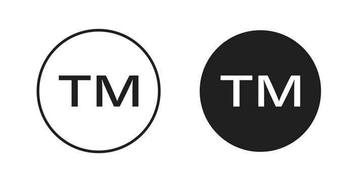 TM trademark icon on white background. icon set