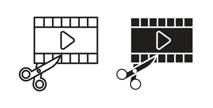 Video editing icon on white background. icon set