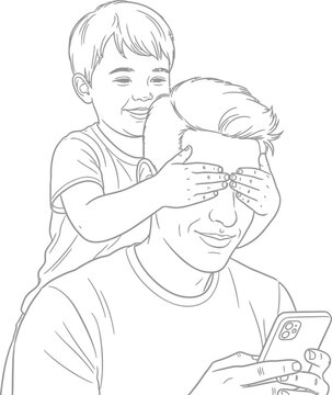 Father's day vector illustration family silhouette with guitar celebrating parenthood and love in a modern design