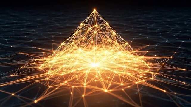 Abstract glowing network pyramid perfect for real estate and architectural showcases