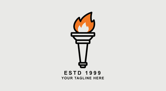 Torch Logo Design With Flame, Suitable For Brand Identity and Business Presentation