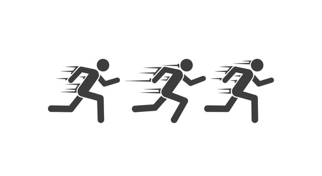 Three Runners Silhouetted in Motion Representing Speed and Competition Races Illustrated